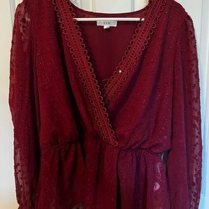 Maroon long sleeve blouse